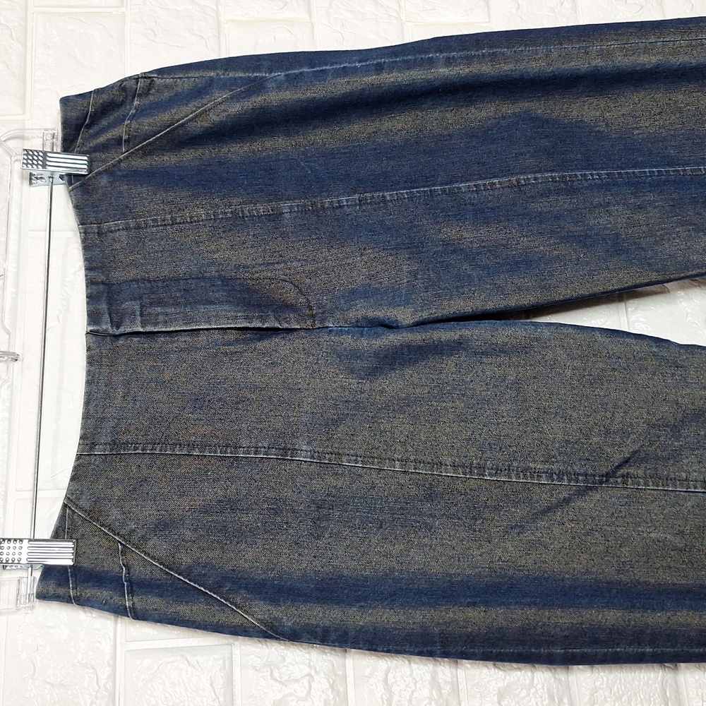 BANANA REPUBLIC Y2K Vintage Metallic Bell Bottom Flare Jeans No Front Wa… - Picture 2 of 9